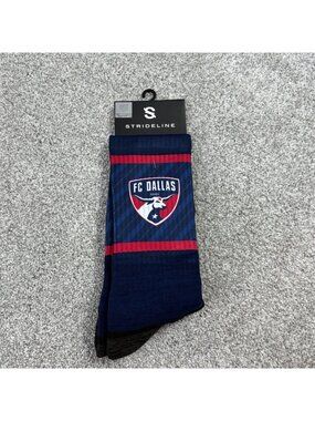 Strideline FC Dallas Socks MLS Soccer Crew Navy Red Mens 9-13